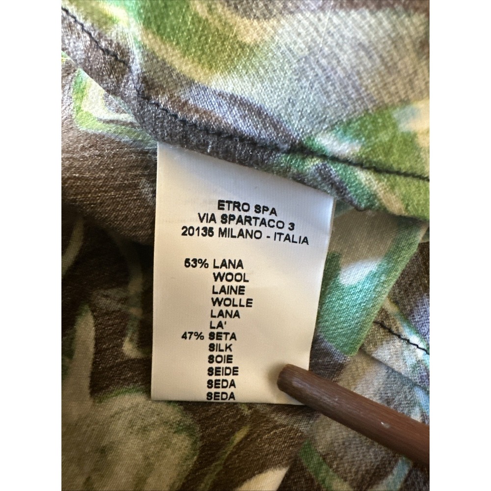 Etro Milano Wool Silk Belted Wrap Blouse EU 46 US L/XL Multi Color Classy - Picture 8 of 11